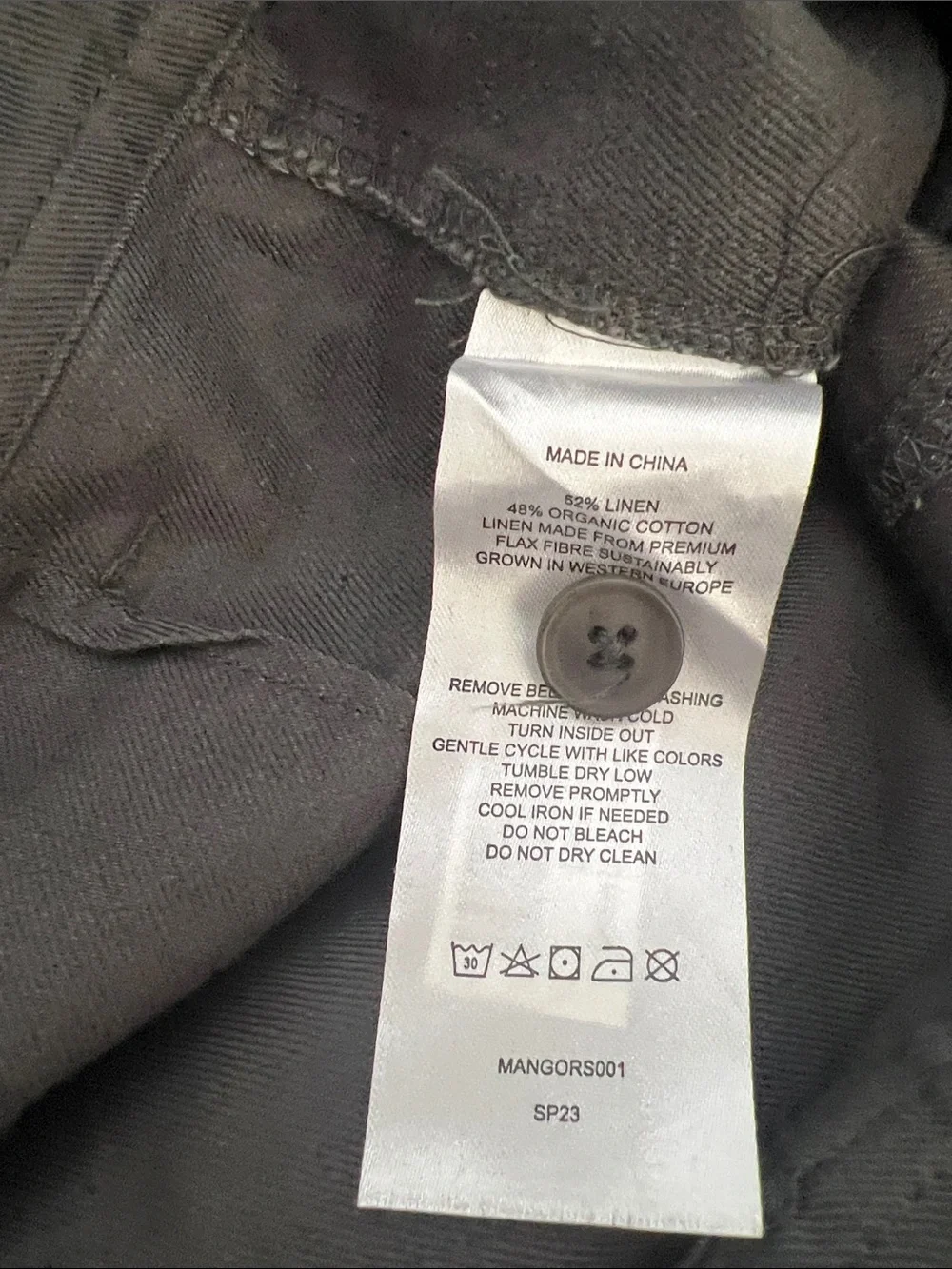 Quince XS Cotton Linen Cotton Twill‎ Cargo Pants In Charcoal